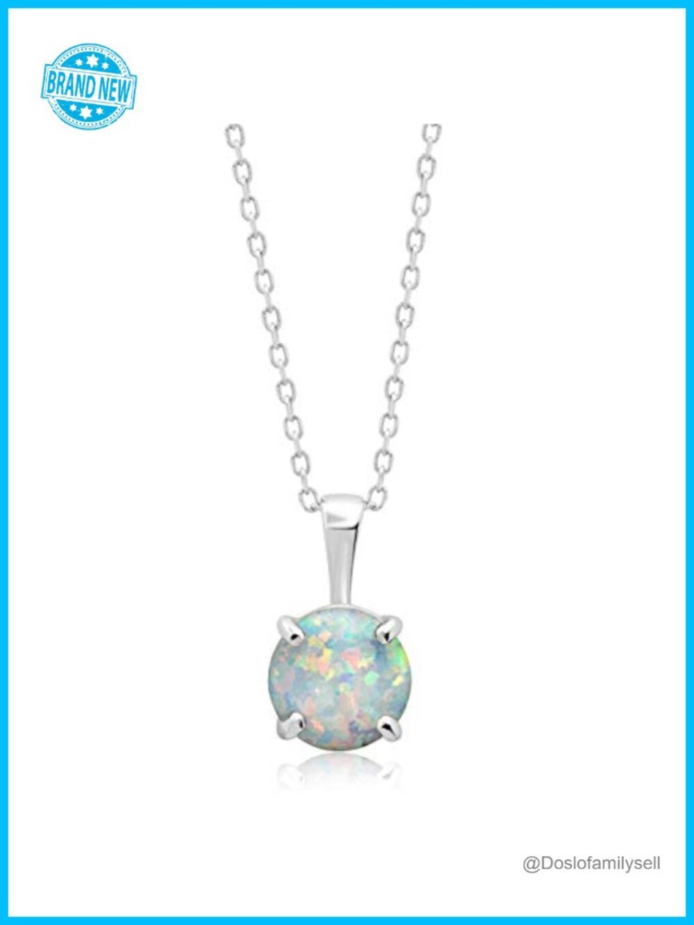 14k White or Yellow Gold Created Opal Pendant Necklace 6mm Solitaire Birthstone